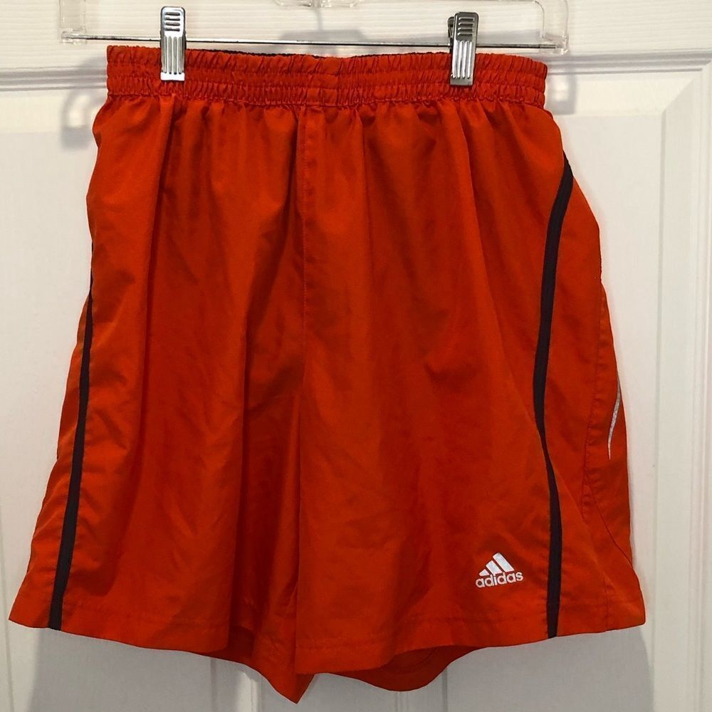 Adidas orange elastic waist jogging shorts size medium